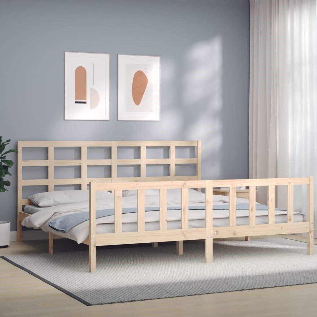 vidaXL Cadre de lit avec tête de lit gris 200x200 cm bois massif - Achat &  prix