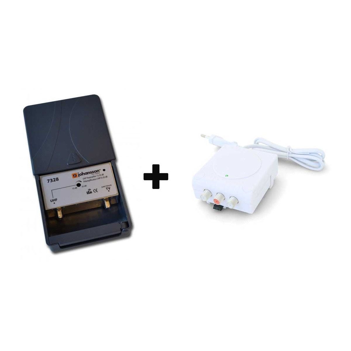 Kit Préamplificateur UHF Optex 010053 - Réglable, étanche, 20-38dB, 220V, Bande 470-790 MHz