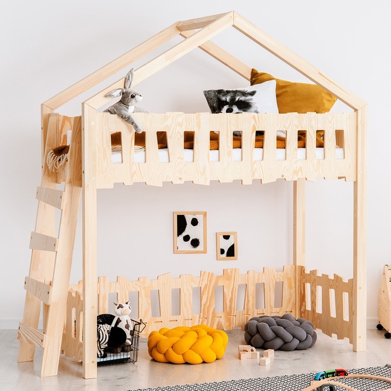 TENDRESSE DE BEBE Lit cabane 70x140 sommier inclus Aaron - Bois