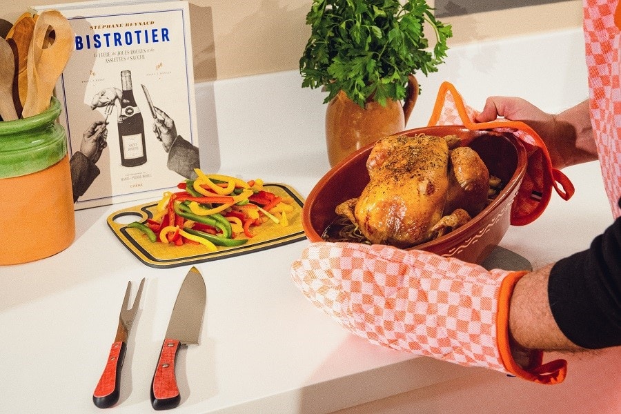 Set gant de cuisine et manique - résistants à la chaleur - lavables en  machine - abricot - 16x28x2.5cm LA CARAFE Pas Cher 