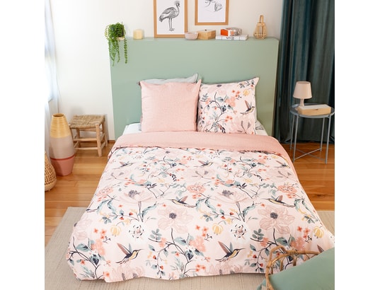 Côté Déco Copripiumino Geometrico Rosa 240x220 Cm Con 2 Federe 65x65 Cm - Microfibra Morbida Antipiega
