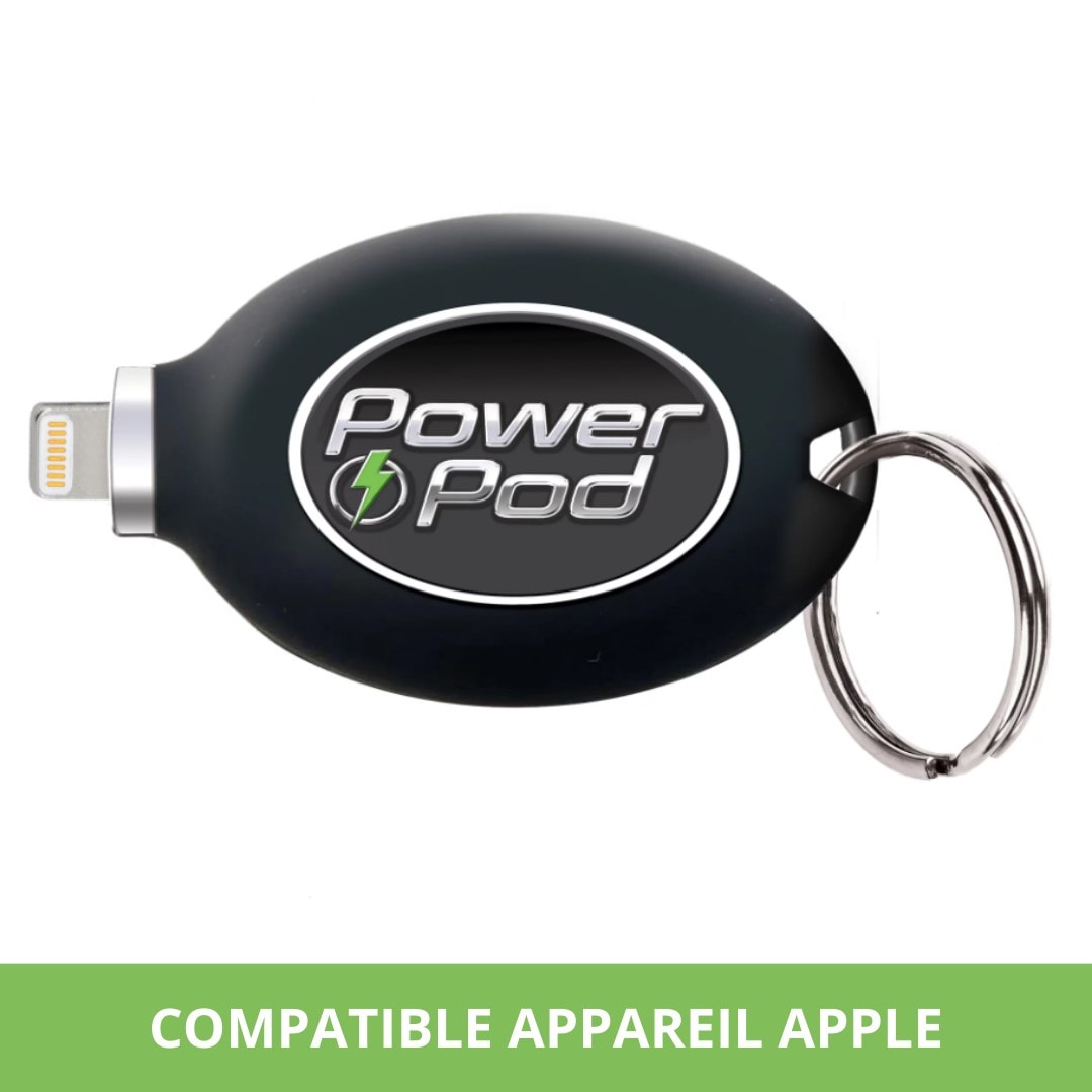 Power pod - venteo - mini batterie externe - chargeur portable en  porte-clés - disponible en deux versions - connecteurs usb types-c ou  lightning - léger - noir - rechargeable - 2 heures d'énergies - android ou  apple VENTEO