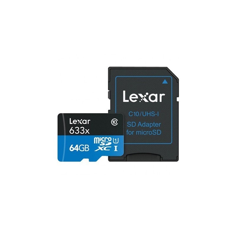 LEXAR Carte Micro-SDXC 64 Go 633x avec adaptateur / lecteur de carte LEXAR