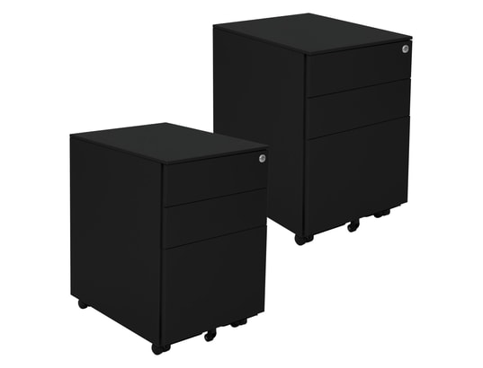 ML-Design - 2x Caisson à roulettes avec 3 tiroirs de bureau 39x50x56cm  meuble rangement noir - Bureaux - Rue du Commerce
