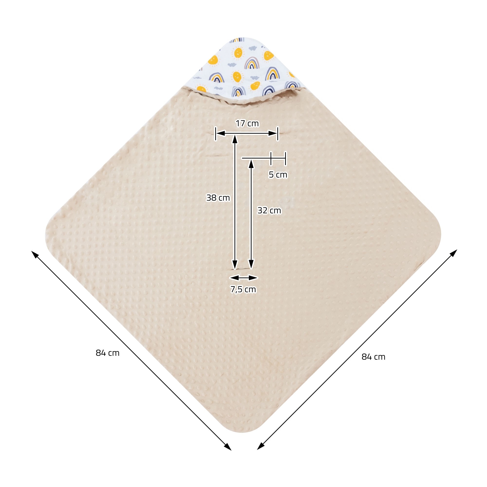 Joyz Couverture à Bébé avec Capuche, Safari - Minky Gris, 100% Coton, 84x84  cm, Double Face