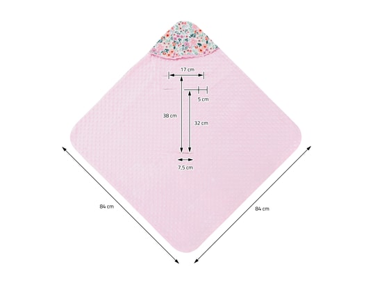 Joyz Couverture à Bébé avec Capuche, Fleurs - Minky Rose, 100% Coton, 84x84  cm, Double Face