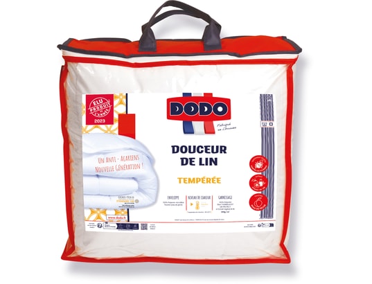 Couette tempérée DODO 140x200 cm - 1 personne - Protection anti punaise,  anti acarien - 300G/m² - Blanc - Fabriqué