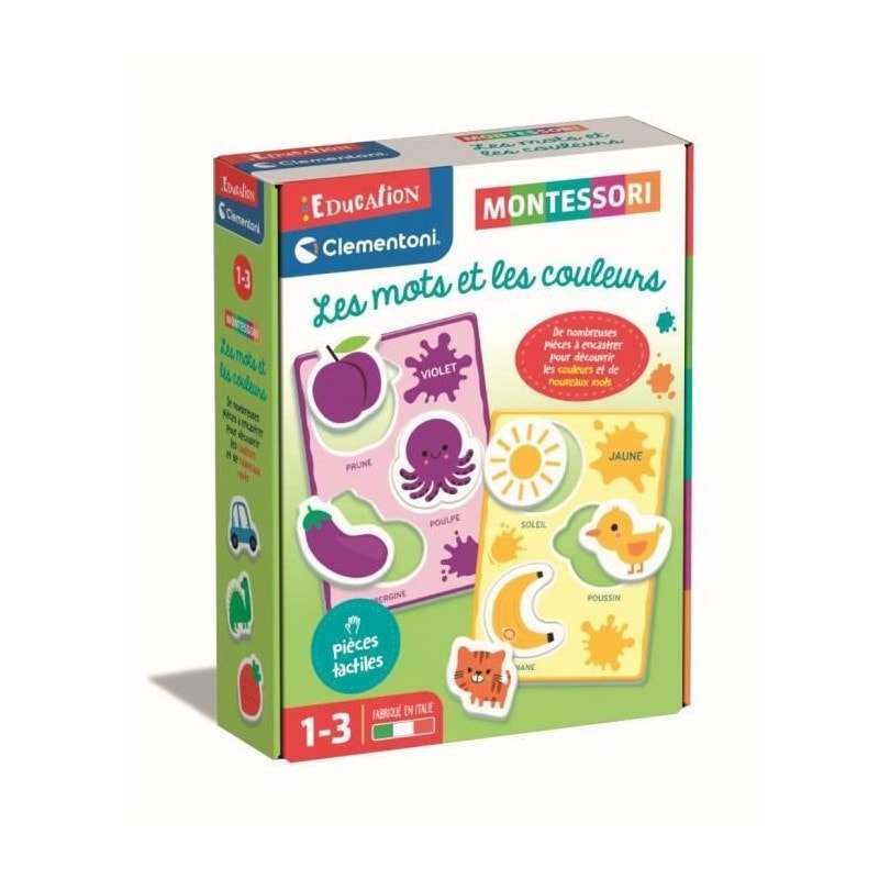 Clementoni - jeu educatif les mots et les couleurs - montessori - de 1 a 3  ans - fabriqué en italie CLEMENTONI