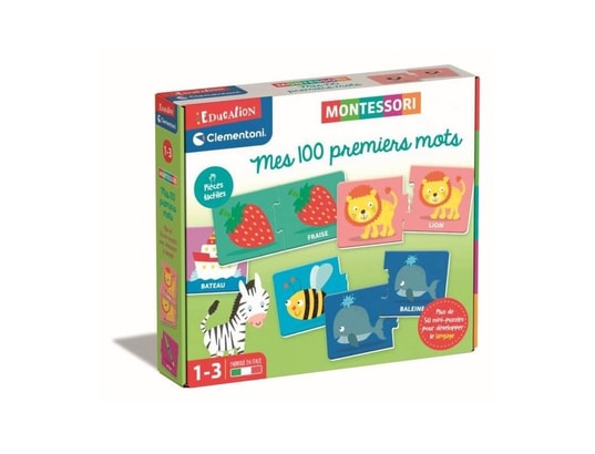 Clementoni - jeu educatif mes 100 premiers mots - montessori - 54 mini  puzzles - de 1 a 3 ans