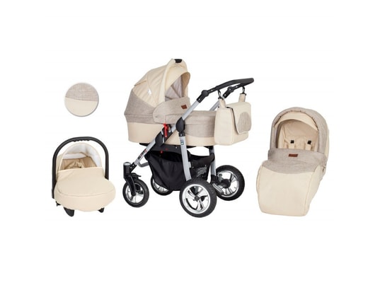 Poussette bébé combinée trio 3 en 1 SILVER avec nacelle siège auto et  accessoires KUNERT