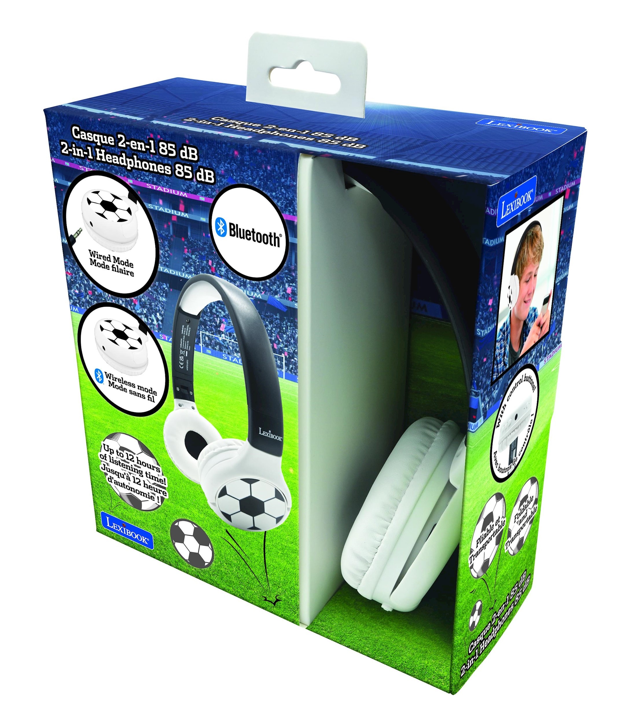 Casque 2 en 1 bluetooth® et filaire pliable pour enfants avec limitation de  son et design football LEXIBOOK Pas Cher 