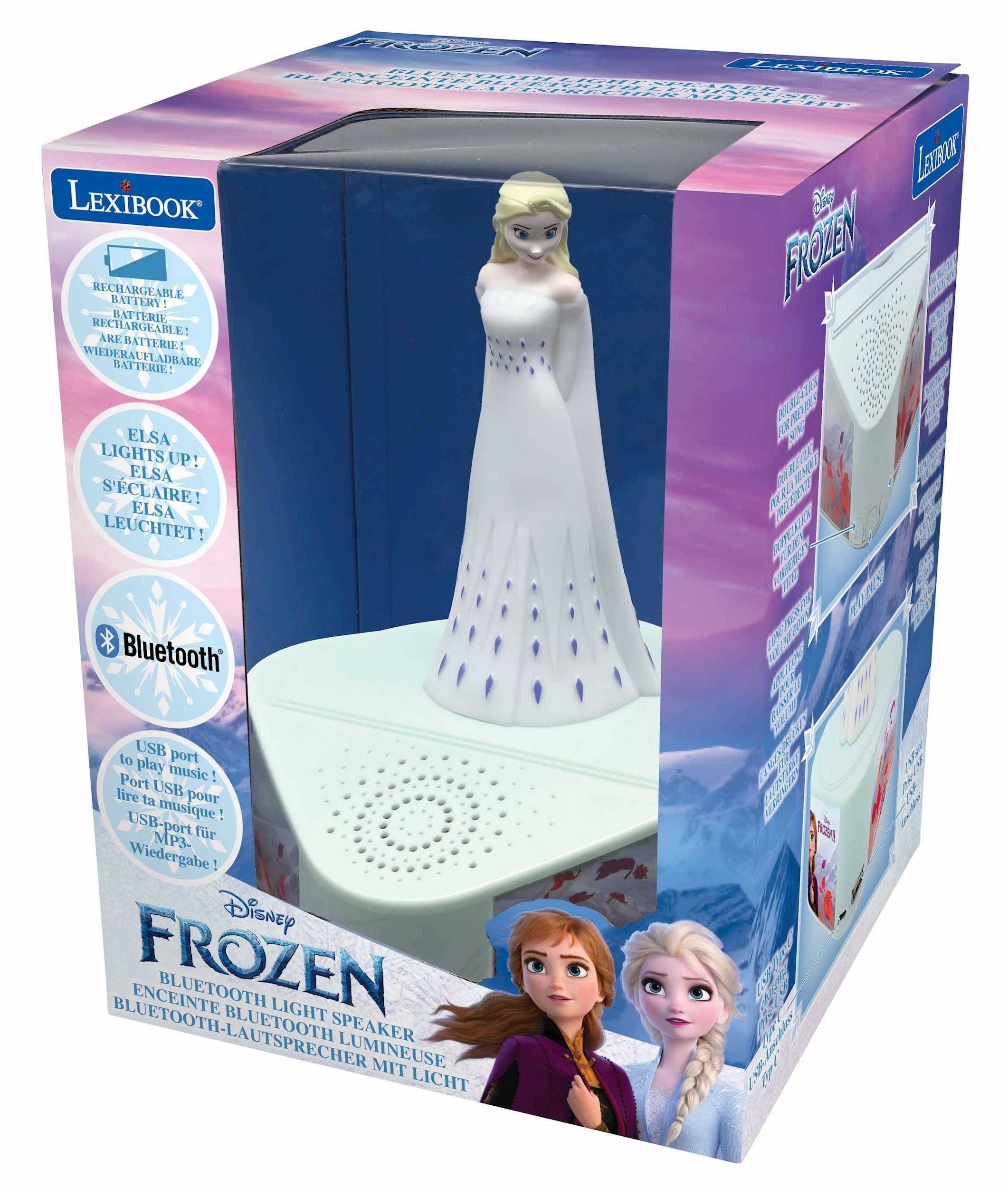 LEXIBOOK Disney La Reine des Neiges Elsa Enceinte Lumineuse avec 2