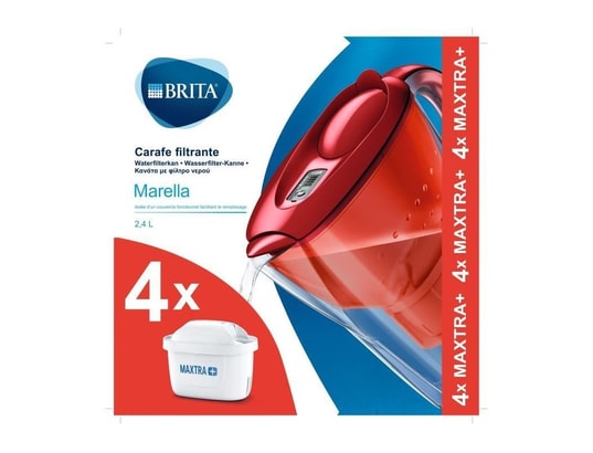 Carafe filtrante brita - marella rouge - inclus 4 filtres maxtra+ BRITA