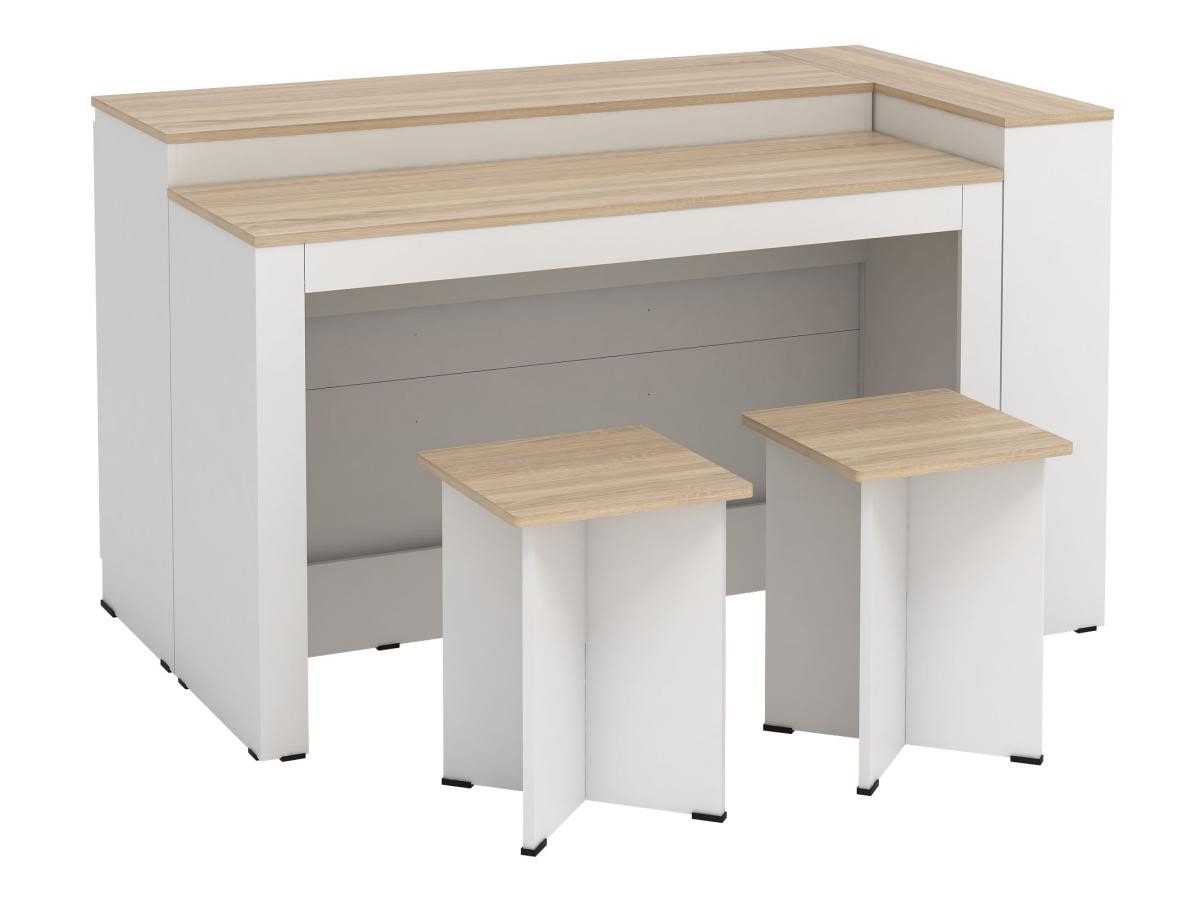 Ensemble îlot central de cuisine avec 2 tabourets de bar - 4