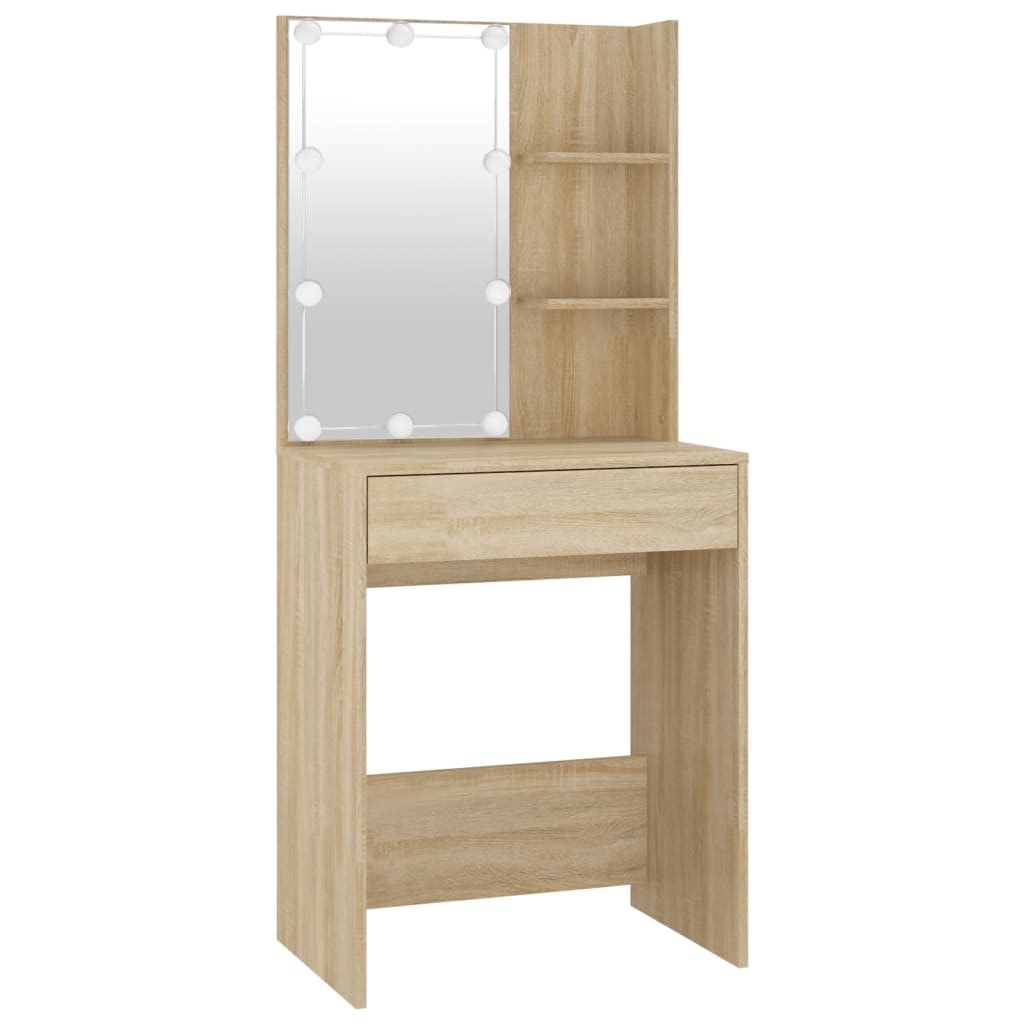 Ensemble de coiffeuse avec led 86,5 x 35 x 136 cm bois d'ingénierie marron  02_0006387 HELLOSHOP26 Pas Cher 