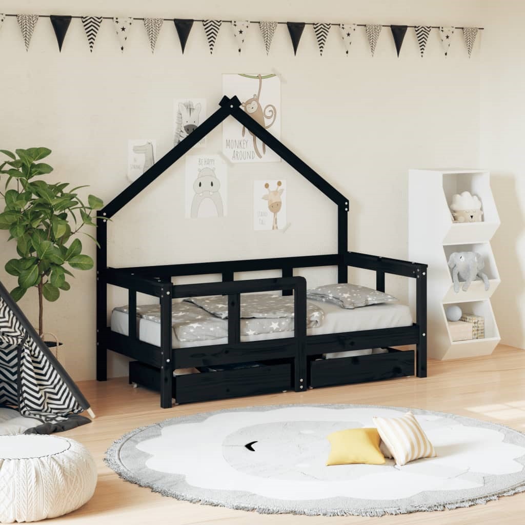 vidaXL Cadre de lit enfant avec tiroirs 70x140 cm bois de pin
