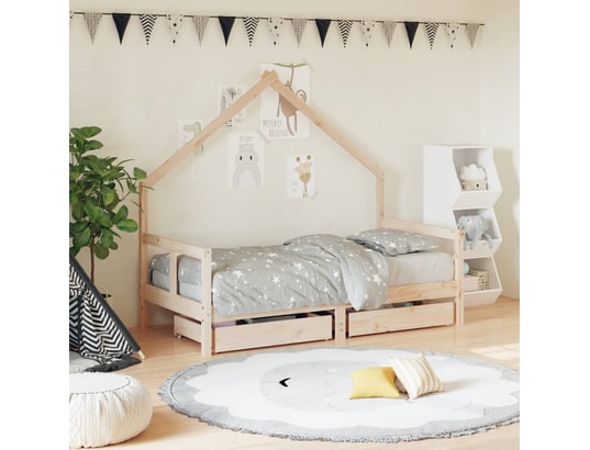 Vidaxl cadre de lit pour enfant et tiroirs 80x160cm bois de pin massif  VIDAXL Pas Cher 
