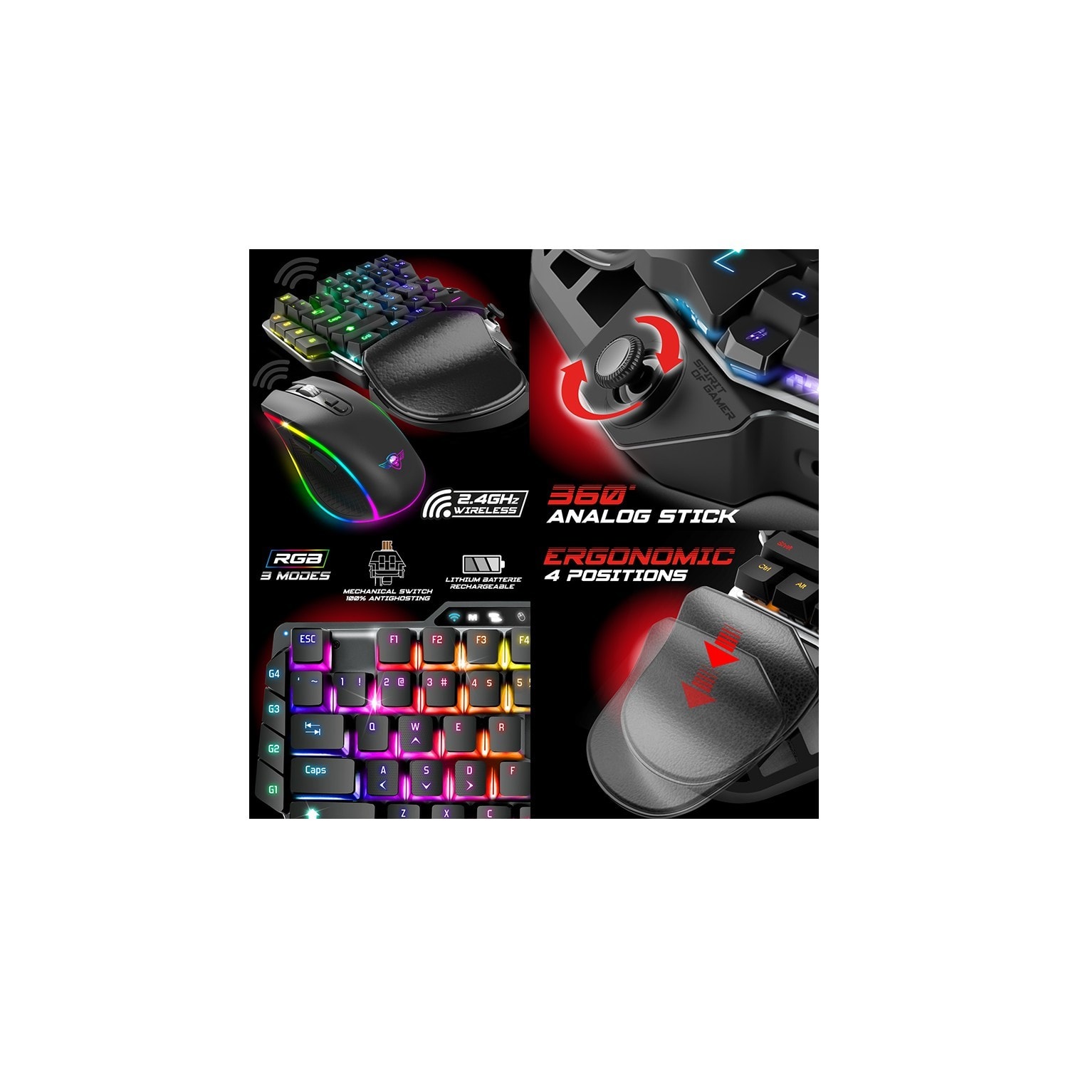 Pack clavier souris sans fil xpert wireless gameboard g1100 pour xbox, ps4/ ps5, switch, pc SPIRIT