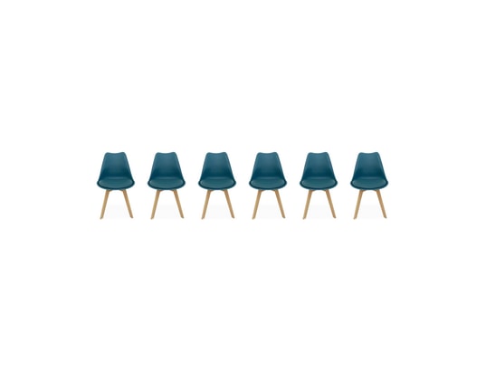Lot de 6 chaises scandinaves, pieds bois de hêtre, Sweeek