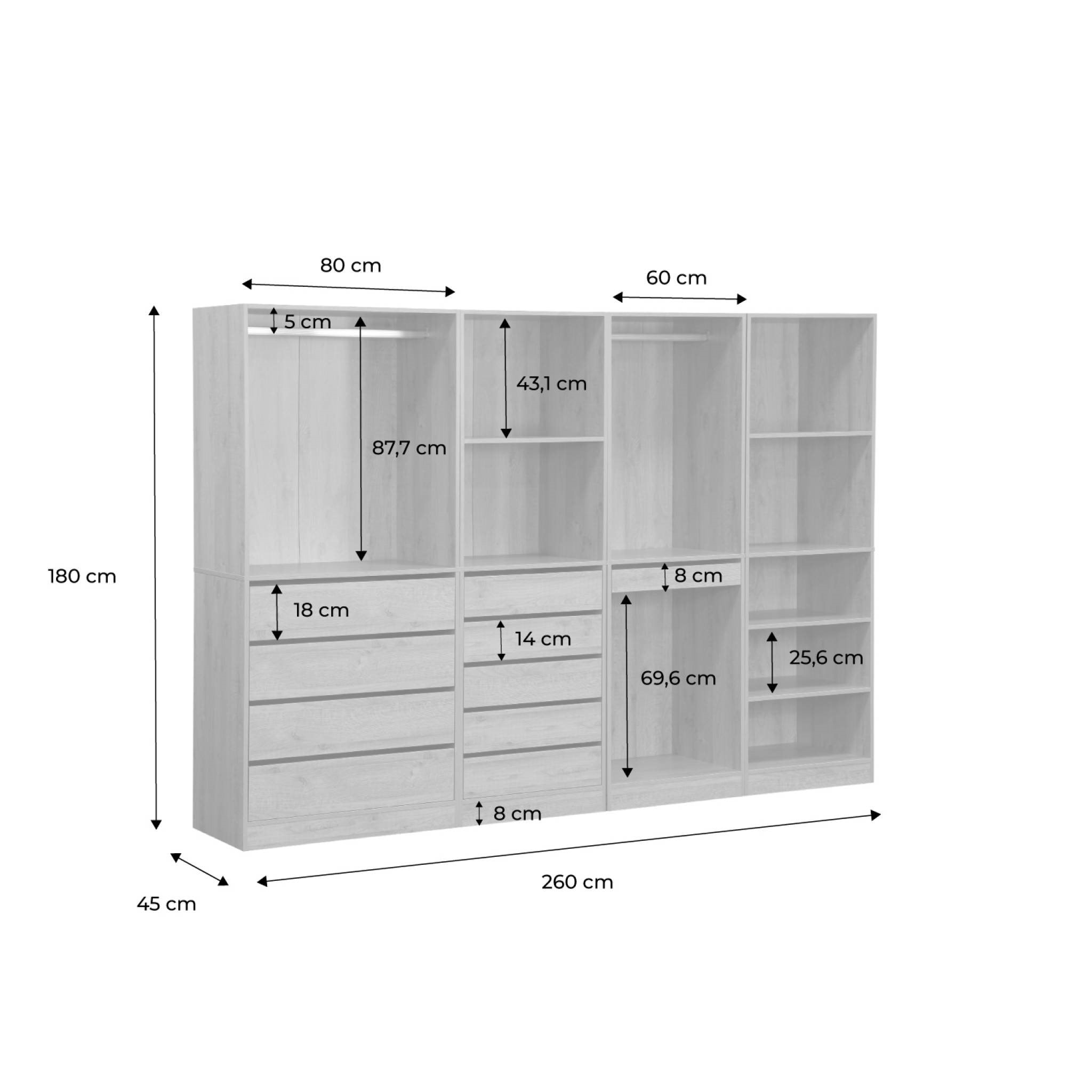 sweeek - Kit dressing modulable avec 4 éléments. blanc. panneaux stratifiés