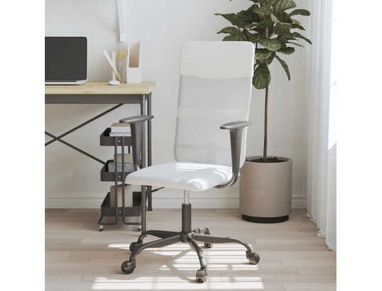 Vidaxl chaise de bureau blanc tissu en maille et similicuir VIDAXL Pas Cher  