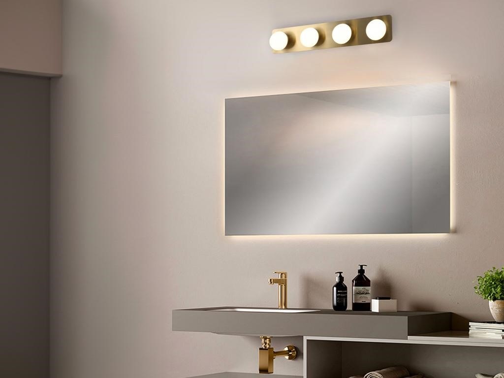 Applique de salle de bain LED en métal 4 spots - L. 40 cm - Doré - MORLEY