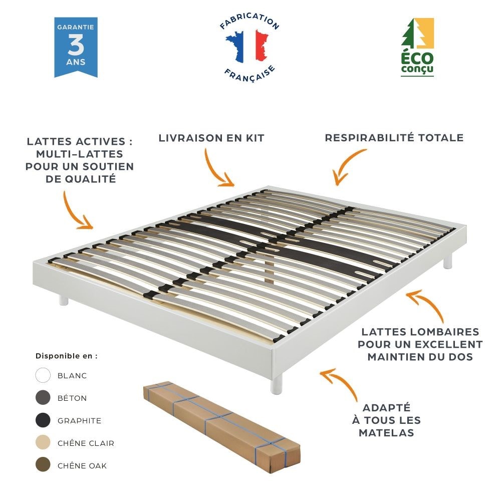 Matelas + sommier démonté 140x200 + pieds + protège matelas