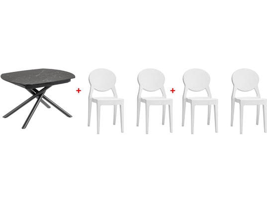 Table de salle à manger LF Table Yodalia avec chaises Igloo Blanc Pas Cher  
