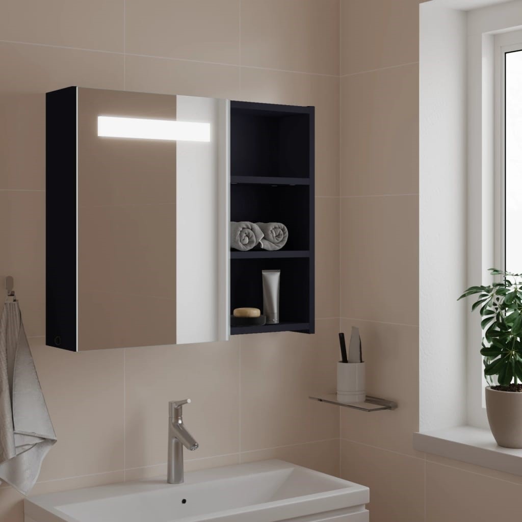 Vidaxl armoire de salle de bain à miroir avec led gris 60x13x52 cm VIDAXL  Pas Cher 