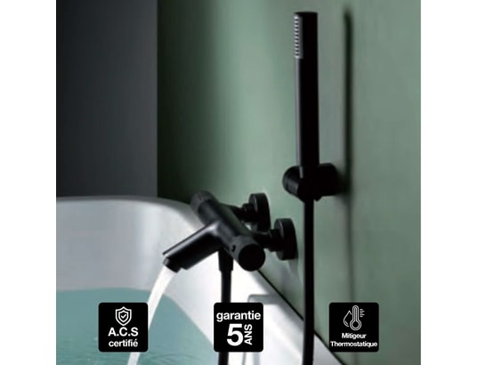Ensemble Mitigeur De Bain Et Douche Imex Suecia Bdc032-7ngold Noir Mat Et Or Brillant IMEX