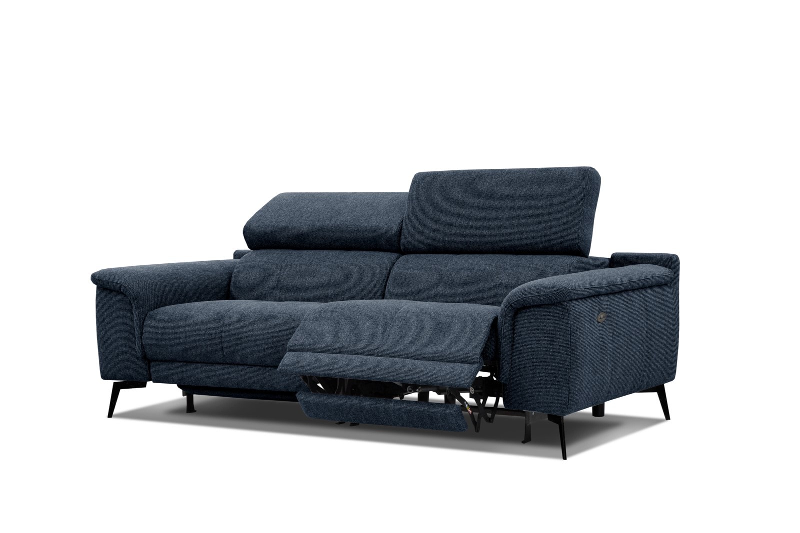 Canapé En L 3 Places Avec Rangements, Ports USB, LED - Velours Côtelé, Gris Foncé, 194x73x81 Cm