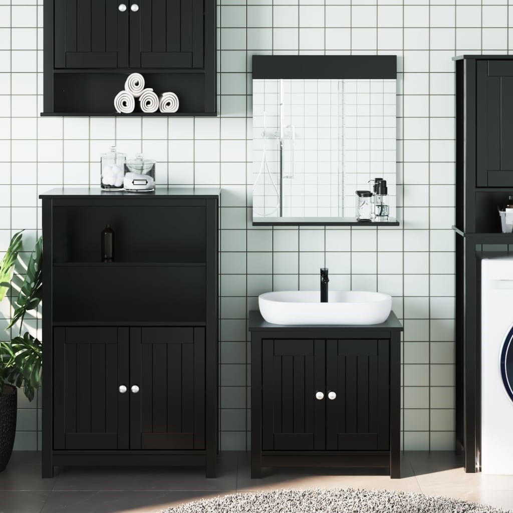 VIDAXL Dix pieces pour salle de bains avec lavabo et robinet noir