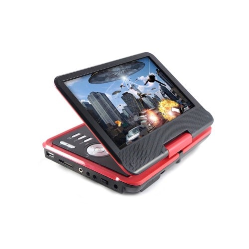 INOVALLEY - Lecteur dvd portable écran 10'' rotatif noir & rouge