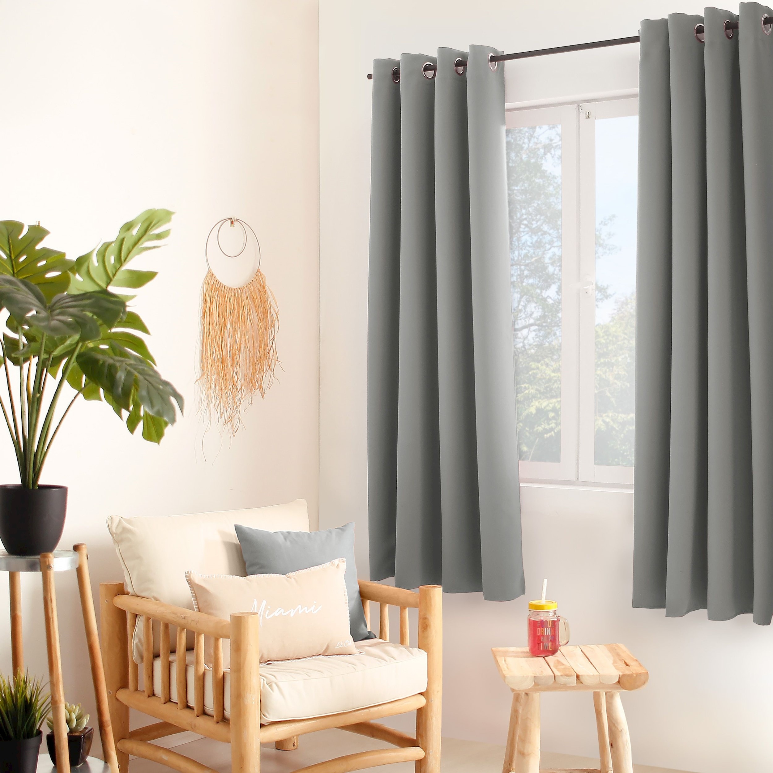 Rideau occultant thermique aron - 140 x 240 cm - gris ENJOY Pas