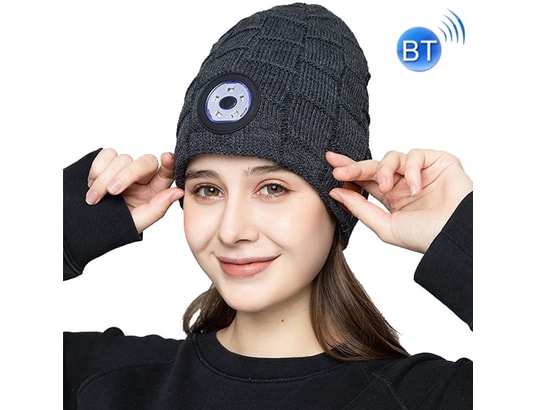 Bonnet connecté bluetooth 5.0 led lumineux musique tricoté plus velours  pour course nocturne gris yonis YONIS Pas Cher 