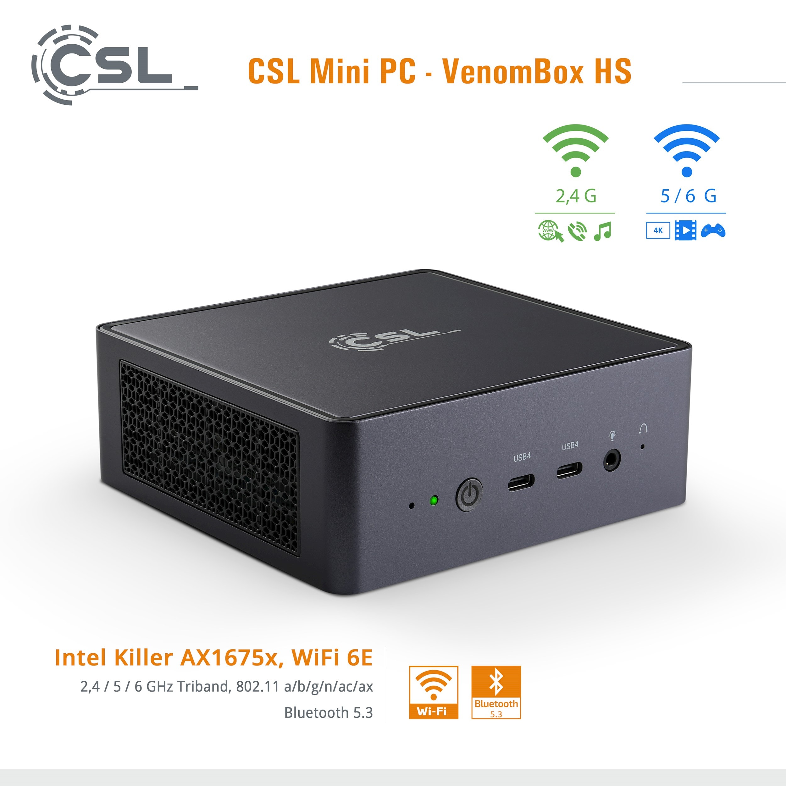 CSL Computer  Mini-PC CSL VenomBox : puissance compacte pour le jeu et le  streaming 4K