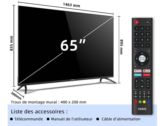 CHIQ U65G7LX - TV LED 4K 164 cm - Livraison Gratuite