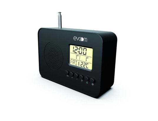 Radio réveil intelligent EVOOM LEKIO avec affichage de la date, heure,  température et humidité - Noir