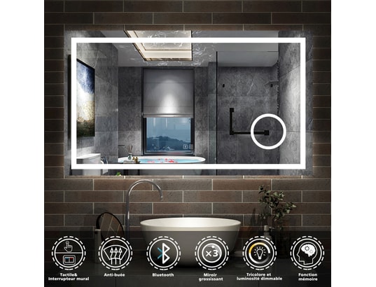 AICA Sanitaire Miroir salle de bain LED anti-buée avec