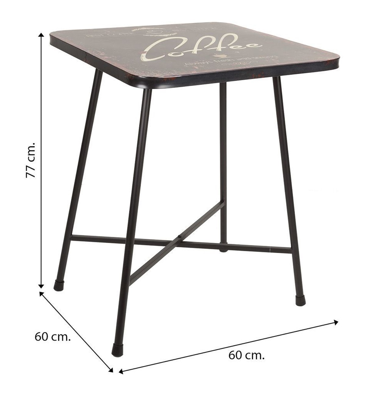 Table Bar Pliante 60 x 60 cm Noir - Table Relevable Pas Cher