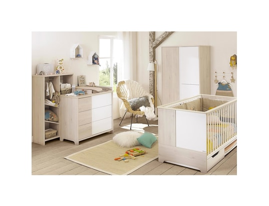 Chambre Complete Lit Evolutif 70x140 Commode A Langer Armoire 3 Portes Sacha Blanc Bois Galipette 2287 Pas Cher Ubaldi Com