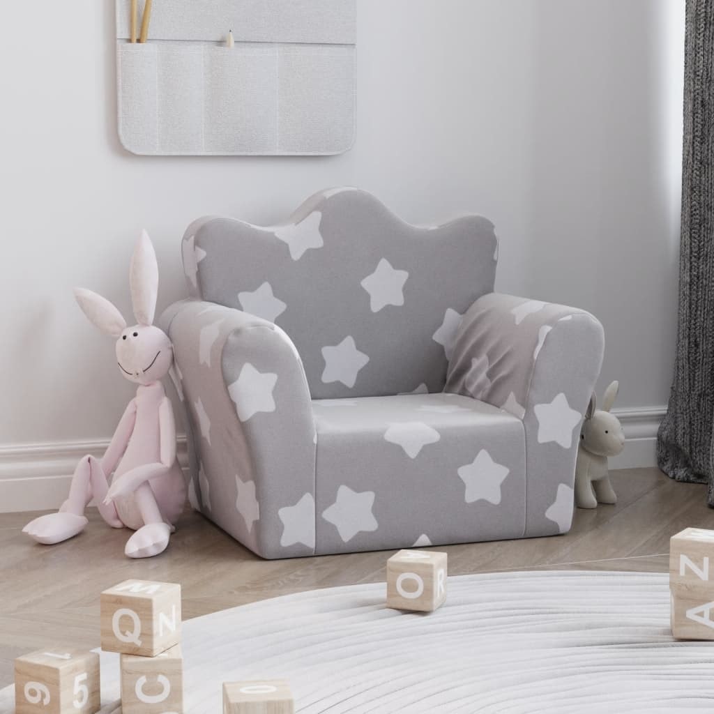 Vidaxl canapé-lit enfant 2 places gris clair étoiles peluche douce VIDAXL  Pas Cher 