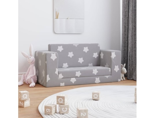 Vidaxl canapé-lit enfant 2 places gris clair étoiles peluche douce