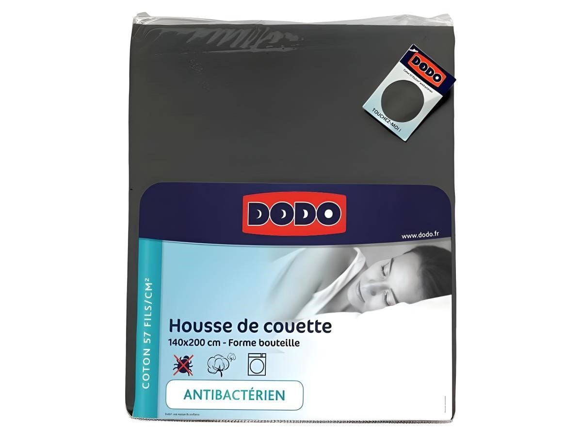 DRAP HOUSSE DODO - ANTIBACTERIENS - ANTHRACITE - 140X190 cm