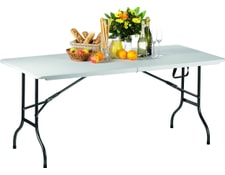 Varda - table à manger pliable - en panneaux de particules avec décor  papier - blanc et chêne TBD Pas Cher 