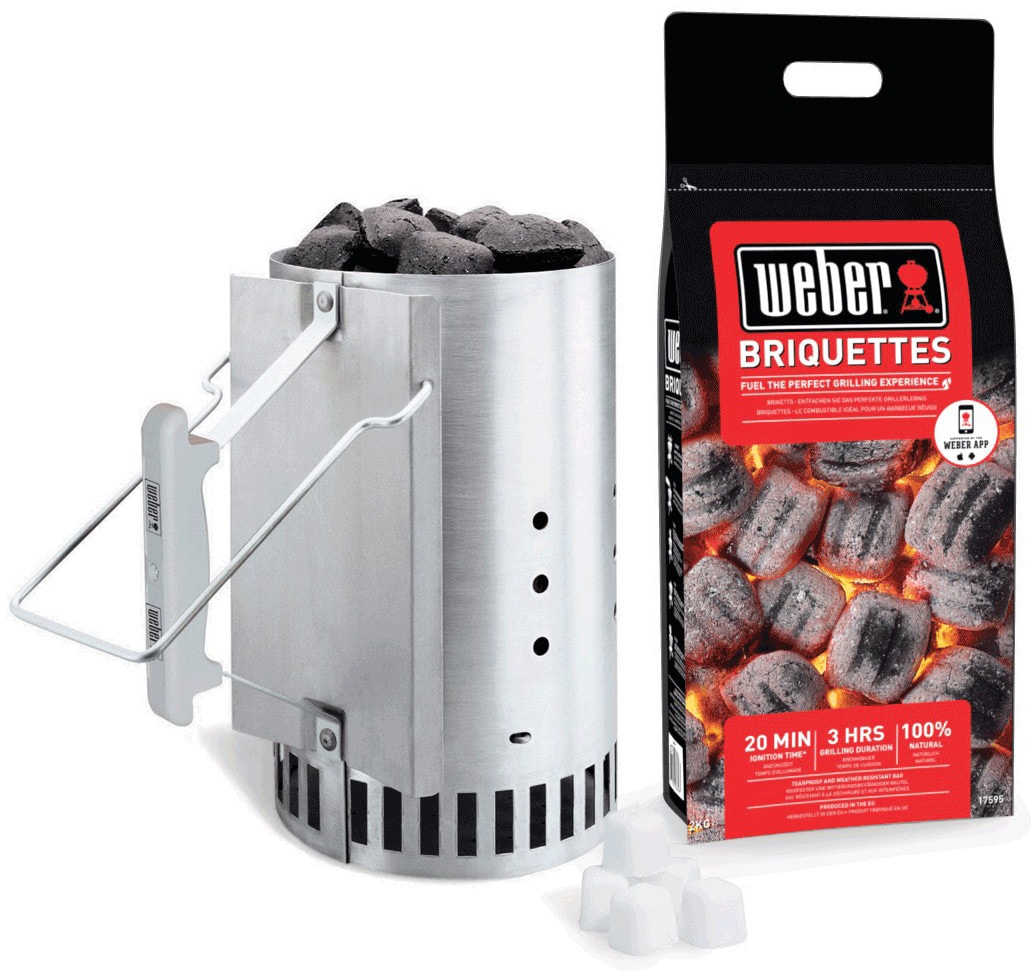 Weber Pack Weber Barbecue à charbon Compact Kettle 57 cm - kit cheminée  d'allumage 3 en 1 - kit de nettoy pas cher 