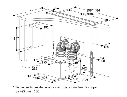 AL400122  Hotte Hotte tiroir pour plan de travail avec éclairage intégré  By Gaggenau