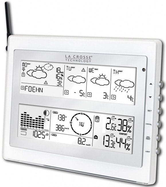 Station météo Intérieur Extérieur La Crosse Technology WS6825BLA+2 - 3  capteurs extérieurs fournis, écran LCD