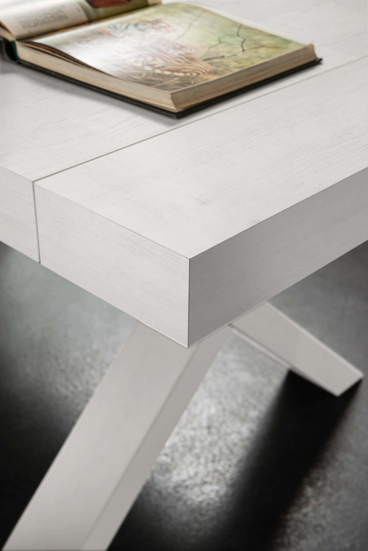 Table de salle à manger DOMINO Post 180/280 x 90 bois blanc Pas Cher