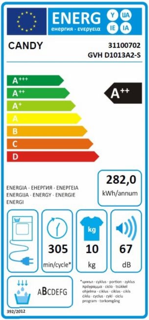 Sèche linge Condensation CANDY GVHD1013A2 Pas Cher 